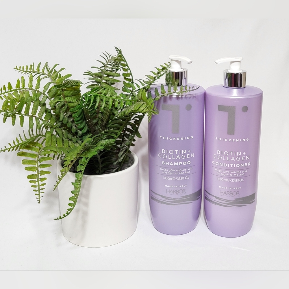 Biotin + Collagen Thickening Shampoo and Conditioner | 33.8 Fl Oz| Made In Italy